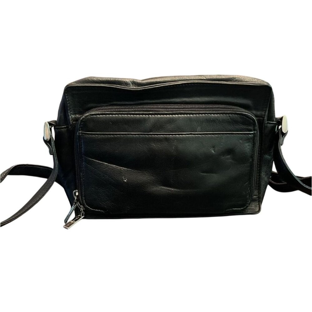 Wilson's Genuine Leather Black Crossbody Bag With Adjustable Strap